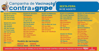 Campanha de vacinação contra gripe continua nesta sexta-feira para todos os públicos na Capital