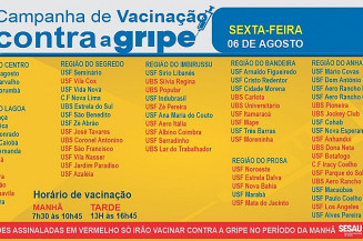 Campanha de vacinação contra gripe continua nesta sexta-feira para todos os públicos na Capital