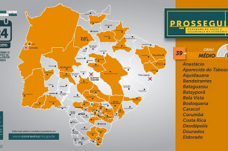 Prosseguir: Novo mapa de risco aponta que 39 municípios estão na bandeira laranja