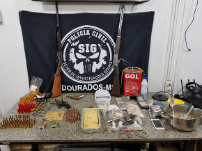Armas, drogas e munições são apreendidas em operação da Polícia Civil em MS