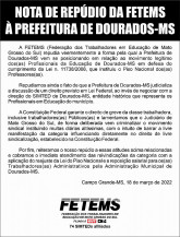 NOTA DE REPÚDIO DA FETEMS À PREFEITURA DE DOURADOS-MS