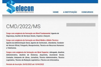 Site para inscrições do concurso da Câmara de Dourados apresenta instabilidades