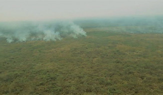 Fumaça do Pantanal cobre o céu de Campo Grande e se desloca para o Sul do país