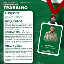 Processo Seletivo visa contratar Visitador do Programa Criança Feliz