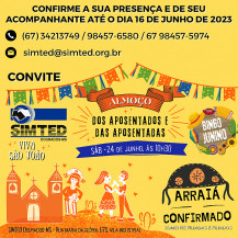 Educador e educadora aposentada, deve confirmar participação no Almoço do SIMTED de Dourados até o dia 16