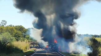 Acidente na MS-338 deixou um homem morto e outro ferido. — Foto: Cenário MS