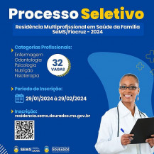 Dourados abre processo seletivo para residência multiprofissional em saúde da família