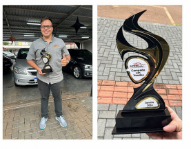 Campeão de vendas de carros em Cascavel, Gabriel Reis recebe prêmio de "Destaque do Mês"