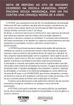FETEMS: Nota de repúdio contra ato de racismo na escola Profª Iracema Souza Mendonça