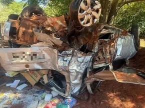 Mulher morre após carro capotar em colisão na MS-164, em Ponta Porã